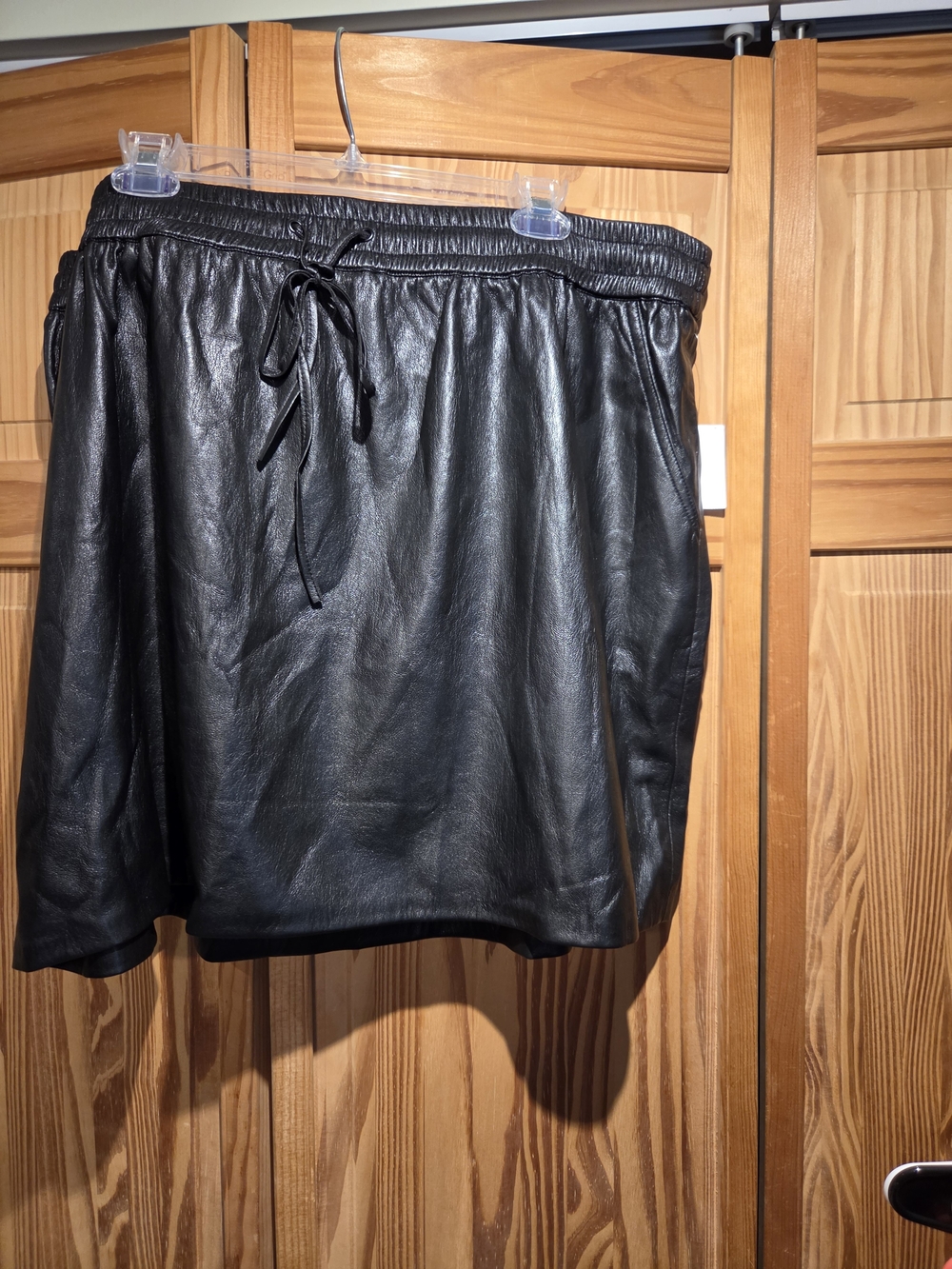 Good American Black Faux Leather Mini Skirt